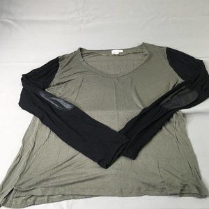 Anthropologie Cloth Womens Shirt Green Black Medium Long Sleeve Lightweight